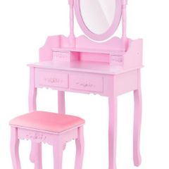 Bedroom Sets Makeup Table 4 Drawers Stool, Pink
