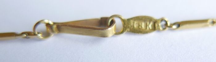 Antique Solid 18K Yellow Gold Bar-Link Chain Necklace length 23" - 5,6g
