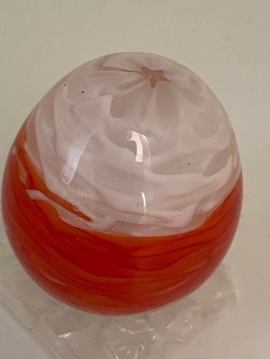 Three gorgeous art glass eggs one from Finland