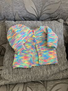 Hand knit cardigan and hat 0 to 3 mths