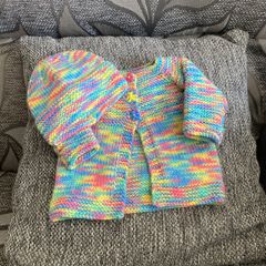 Hand knit cardigan and hat 0 to 3 mths