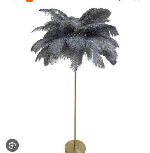 Black ostrich feather floor lamp