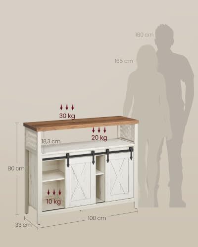 Sideboard Kitchen Cabinet Storage Cabinet with 2 Sliding Doors Adjustable Shelves