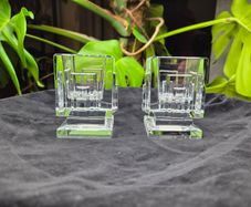 Pair Waterford Crystal Metropolis Votive Tealight Candle Holders