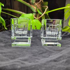 Pair Waterford Crystal Metropolis Votive Tealight Candle Holders