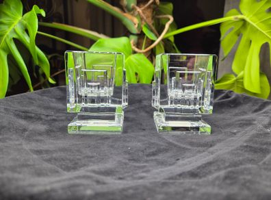 Pair Waterford Crystal Metropolis Votive Tealight Candle Holders