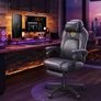 Gaming Chair High Quality Height-Adjustable with Footrest and Pillow Ink Black Image 2