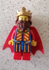 Lego King minifigure with crown and cape