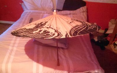 japanese style wooden umbrella