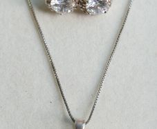 Sterling Silver Cubic Zirconia Pendant And Earring Set 10,61g