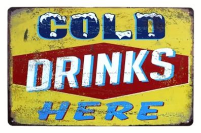 Cold Drinks ; Metal Sign