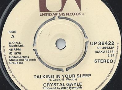 Crystal Gayle Vinyl single - Talking in your sleep