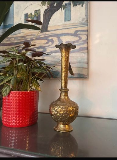 Vintage Hand Etched Vase 30cm