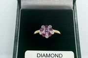 9ct gold natural ruby &amp; diamond cluster ring