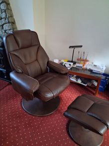 Leather Chair with Foot Stool