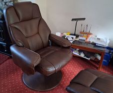Leather Chair with Foot Stool