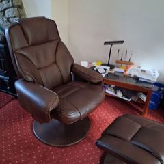 Leather Chair with Foot Stool