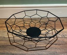 Modern Matte Black Geometric Wire Fruit Bowl