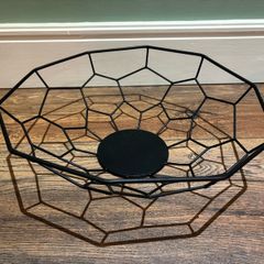 Modern Matte Black Geometric Wire Fruit Bowl