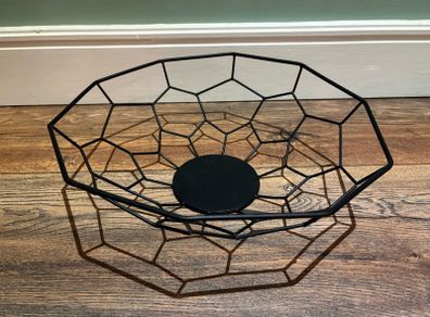 Modern Matte Black Geometric Wire Fruit Bowl