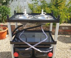 Farmers market double basins sink