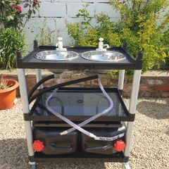 Farmers market double basins sink