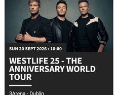 2 x Westlife Tickets (Sun 20th Sept)