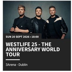 2 x Westlife Tickets (Sun 20th Sept)