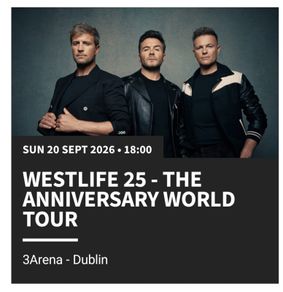 2 x Westlife Tickets (Sun 20th Sept)