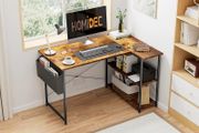 L Shaped Desk 100CM Computer Desk Study Office Desk Gaming Desk Writing Table With Bookshelf Reversible Corner Desk For Home Office Studio Workstation
