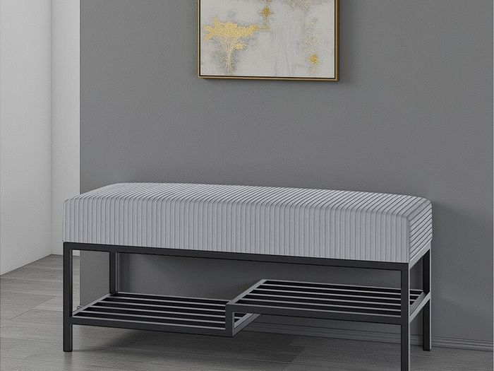 Ashton Modern Upholstered Bench with Shoe Rack