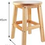 Solid Wooden Stool - Round, 45cm, for Kitchen, Bedroom, Living Room, Entryway Image 3