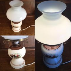 Vintage Electric oil style lamp hunt scene tally ho
