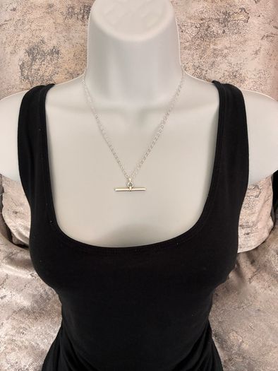 Silver Plated T-bar Necklace