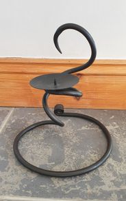 Wrought Iron Candle Holder - Matt Black
