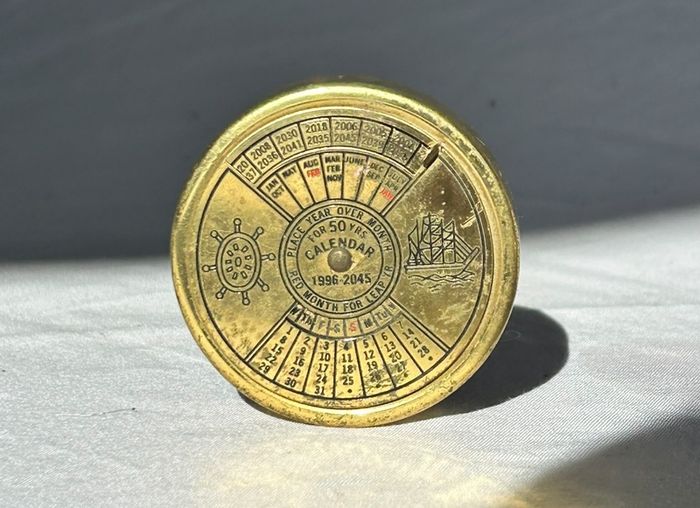 Brass 50 Year Perpetual Calendar 1996-2045 - Nautical Paperweight