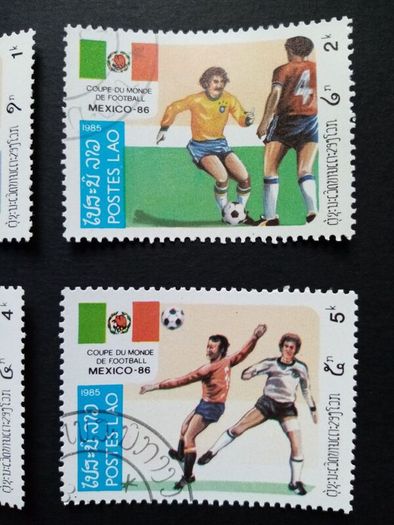 World Cup Mexico Stamps Set Vintage from Laos 1986