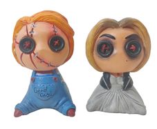 Button Eye Horror Doll and Bride Resin Figure Set AE Treasures Handmade Fan Art