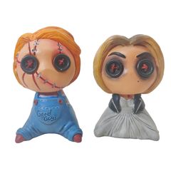 Button Eye Horror Doll and Bride Resin Figure Set AE Treasures Handmade Fan Art