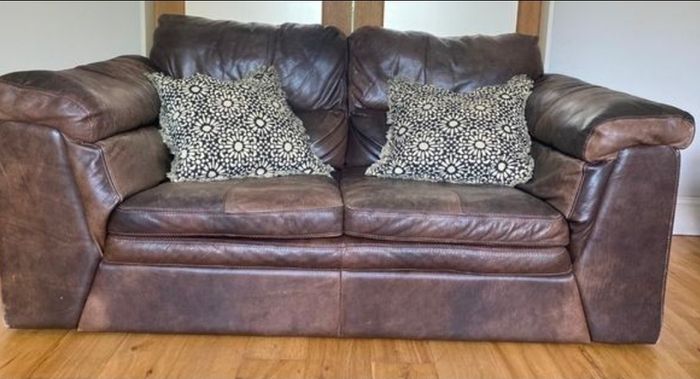 DFS leather two seater sofa / couch