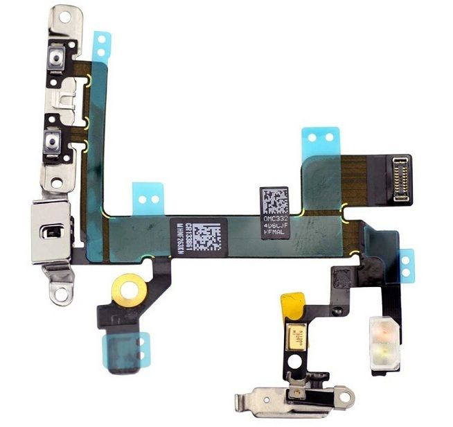 Power Flex Cable - Mute - Volume Buttons With Brackets For iPhone 5S - #145346