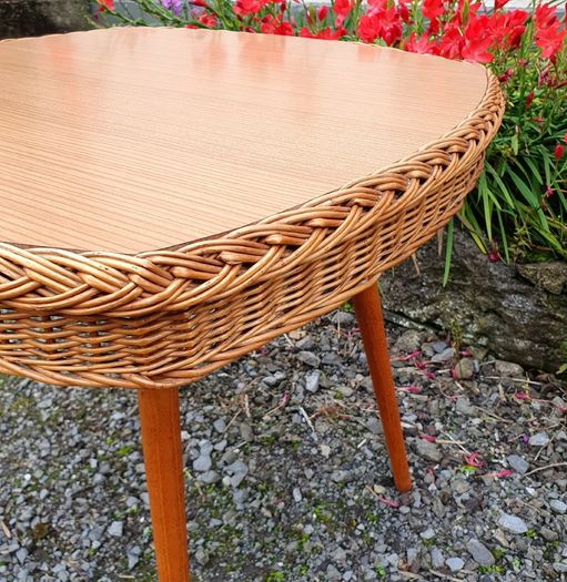Very Rare Mid Century Wicker Table