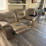 Grey 2 seater faux leather couch with recline Image 3