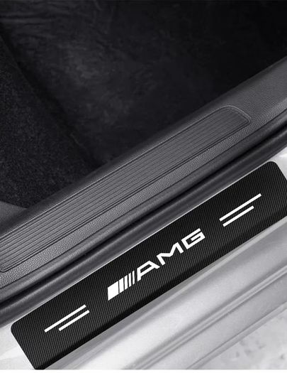 4pcs Carbon Fiber Anti Scratch Scuff Pedal Car Door Sill Protector Stickers For Mercedes Benz AMG W124 W202 W203 W204 W210 W211