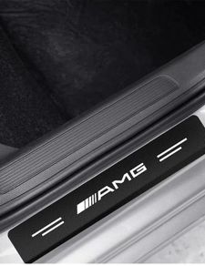 4pcs Carbon Fiber Anti Scratch Scuff Pedal Car Door Sill Protector Stickers For Mercedes Benz AMG W124 W202 W203 W204 W210 W211