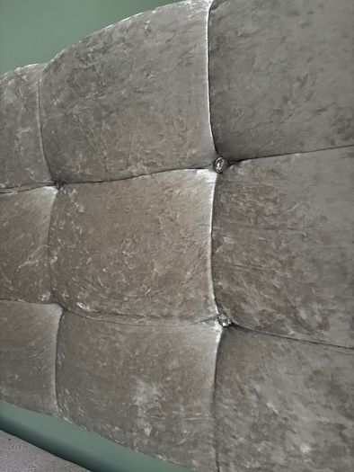 Silver Crushed Velvet Large Single Bed with Matching Headboard