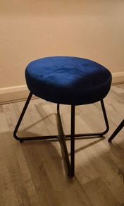 Turio blue velvet effect padded stool