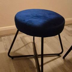 Turio blue velvet effect padded stool