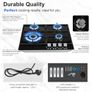 Gas Hob 4 Burners, NG/LPG Convertible, 60cm Black Glass Gas Cooker Hob with Wok Burner, Built-in Cooktop with Flame Failure Protection, 8060W Image 2