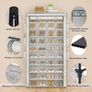 10 Tier Shoe Rack Cabinet with Dustproof Cover, Large Capacity Shoe Stand Metal Frame, Shoe Racks Storage Space Saver for 50-56 Pairs Shoes, Shoe Shelves for Inside Wardrobe, Living Room,Hallway Image 6